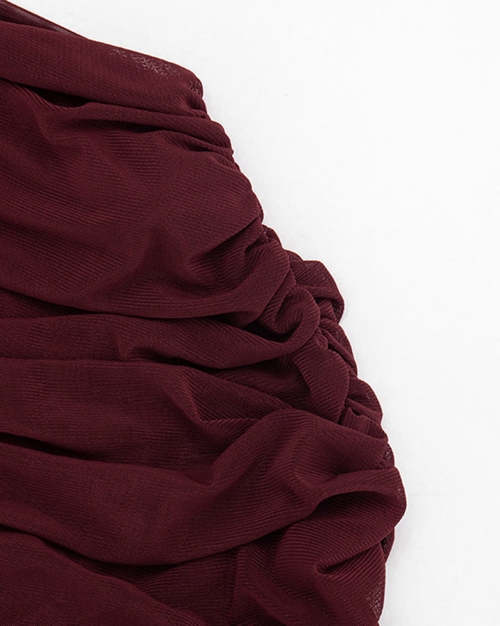 Top en maille drapée avec col cowl et fronces élégantes
