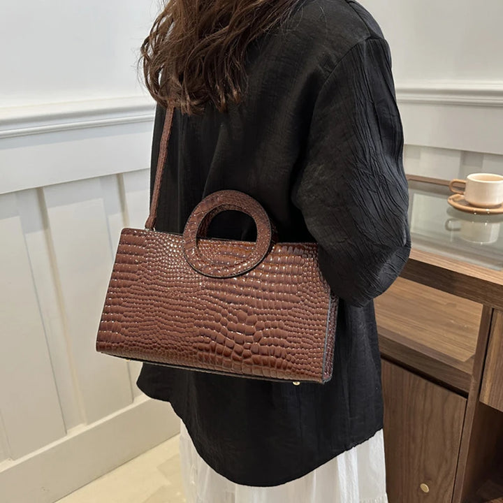 Sacs à main en cuir PU avec motif crocodile pour femmes Sac carré vert Sacs à bandoulière de marque mode Sacs à main pour femmes