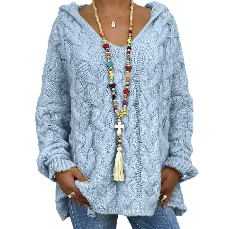 Pulls tricotés à mailles lâches et nœuds torsadés pour femme – Vêtements d'automne-hiver pour femme : sweats à capuche, pulls et manteaux