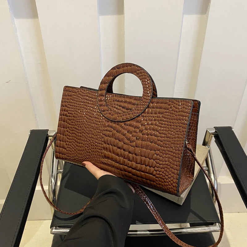 Sacs à main en cuir PU avec motif crocodile pour femmes Sac carré vert Sacs à bandoulière de marque mode Sacs à main pour femmes