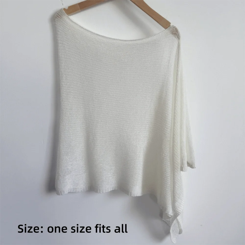 Poncho décontracté au crochet, à épaules tombantes, transparent, à motifs irréguliers, paréo de plage, haut court polyvalent, tenues de vacances