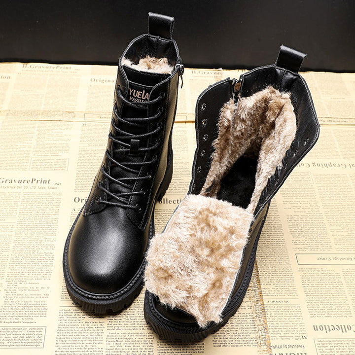 Delphine | Bottes d'hiver noires en cuir