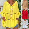 Robe d'été sexy, ample et ajourée, col en V, manches longues, en coton et lin, robes de soirée oversize, tailles S à 5XL