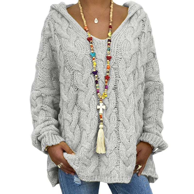 Pulls tricotés à mailles lâches et nœuds torsadés pour femme – Vêtements d'automne-hiver pour femme : sweats à capuche, pulls et manteaux