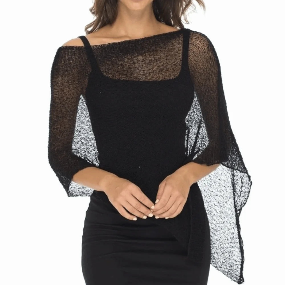 Poncho décontracté au crochet, à épaules tombantes, transparent, à motifs irréguliers, paréo de plage, haut court polyvalent, tenues de vacances