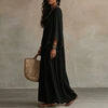 Robes longues vintage en dentelle unie pour femme, col en V profond, manches évasées larges, plis, coupe ample à volants, robe longue élégante pour les vacances et les voyages