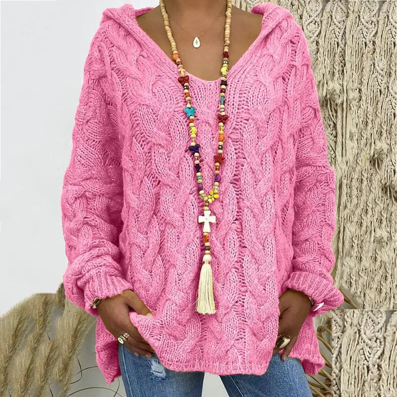 Pulls tricotés à mailles lâches et nœuds torsadés pour femme – Vêtements d'automne-hiver pour femme : sweats à capuche, pulls et manteaux
