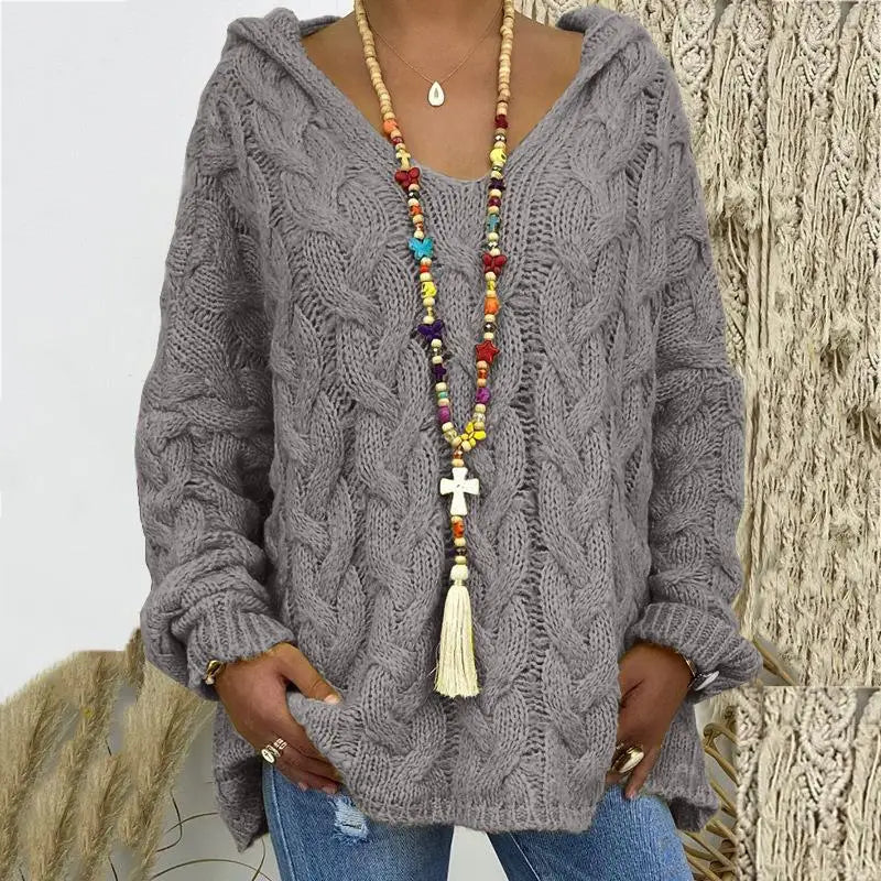 Pulls tricotés à mailles lâches et nœuds torsadés pour femme – Vêtements d'automne-hiver pour femme : sweats à capuche, pulls et manteaux