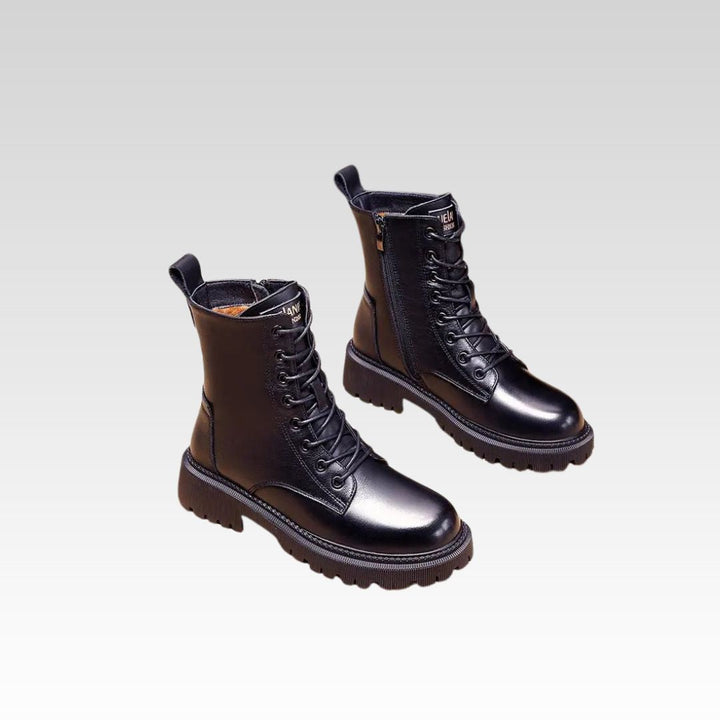 Delphine | Bottes d'hiver noires en cuir
