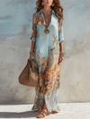 Marguerite | Robe Maxi à Fleurs Bleues