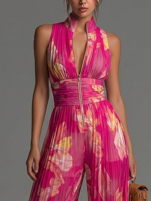 Odette | Combinaison Chiffon à Encolure en V et Jambes Larges
