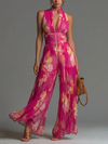 Liliana | Combinaison Chiffon à Jambes Larges Florale