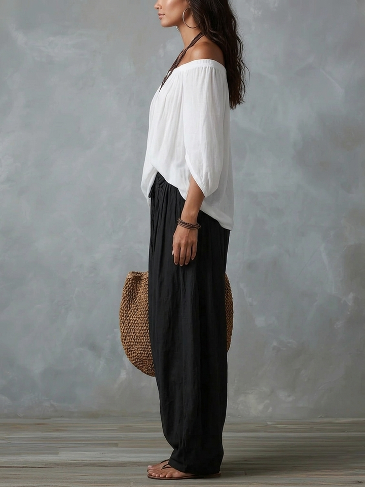 Bianca | Ensemble Top Off-Shoulder & Pantalons Lanternes