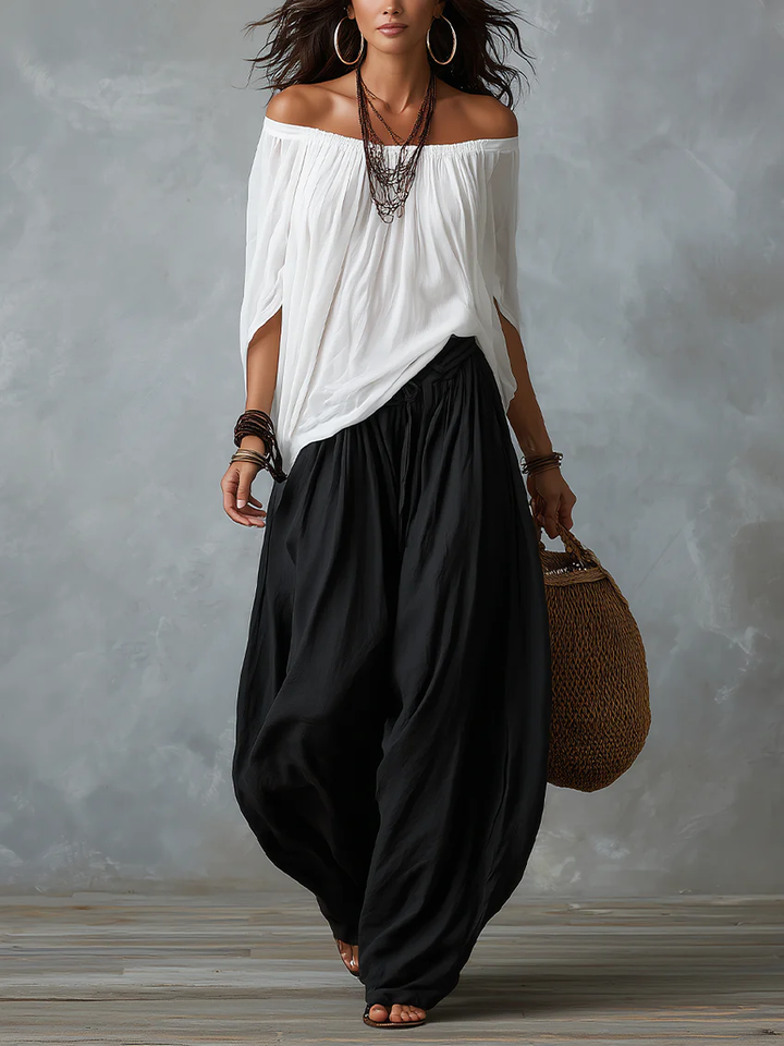 Bianca | Ensemble Top Off-Shoulder & Pantalons Lanternes