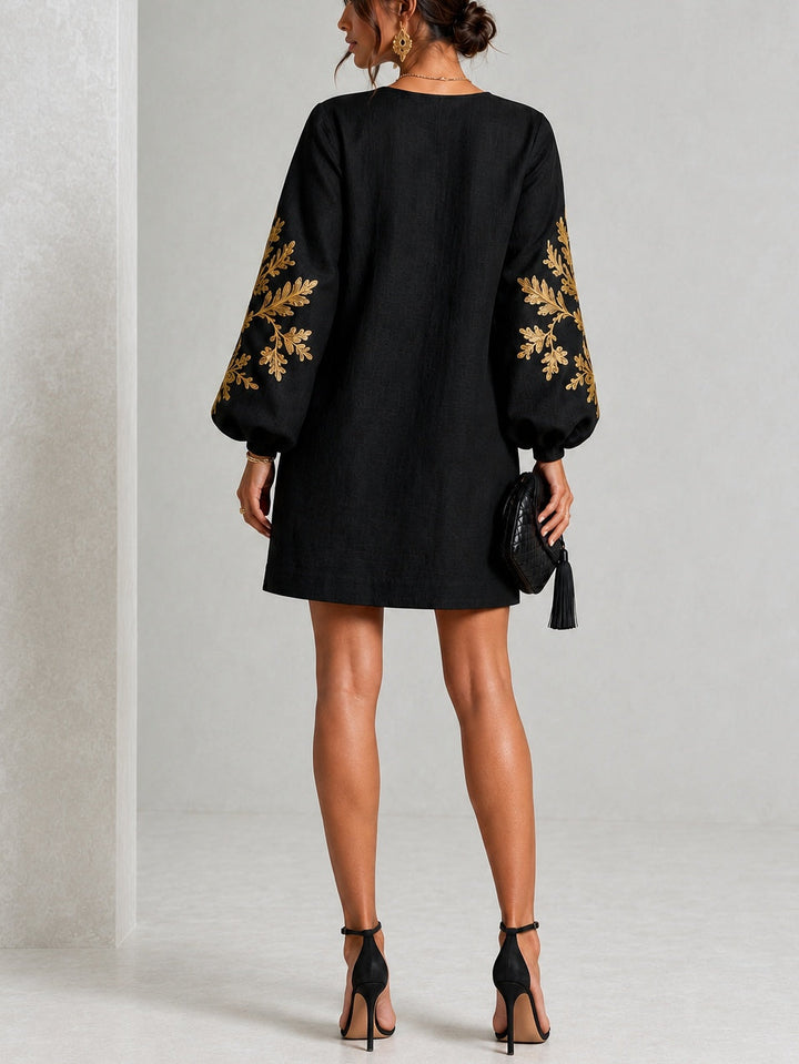 Sabrina™ | Robe Mini Ample Imprimée Or et Noir