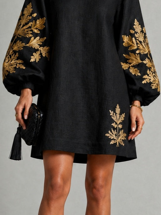 Sabrina™ | Robe Mini Ample Imprimée Or et Noir