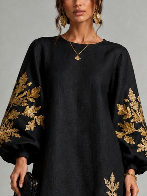 Sabrina™ | Robe Mini Ample Imprimée Or et Noir