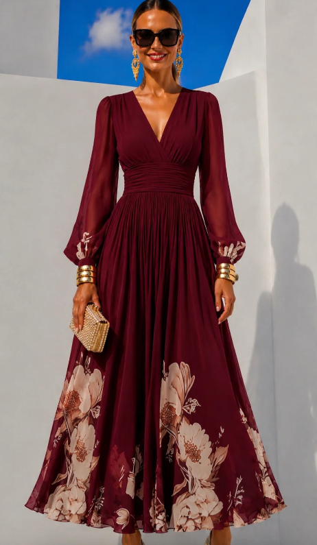 Nadia | Robe en Chiffon Imprimé