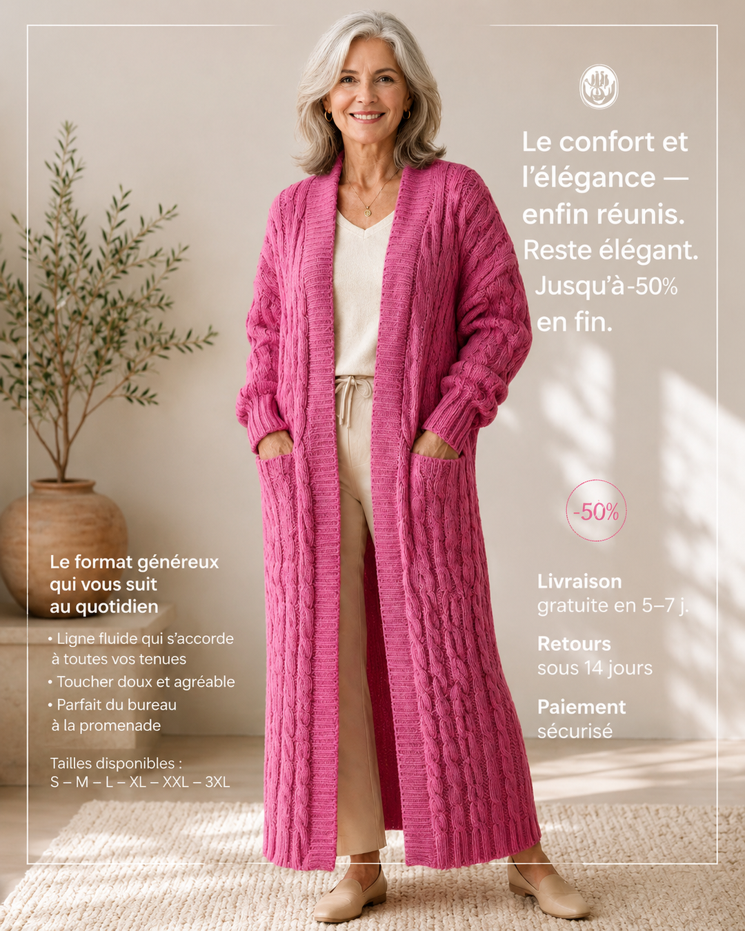 Cardigan en maille à double boutonnage
