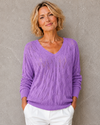 Pulls d'été oversize pour femme, sexy et ajourés, en maille fine, tendance et décontractés, unis, à col en V et manches longues, en crochet