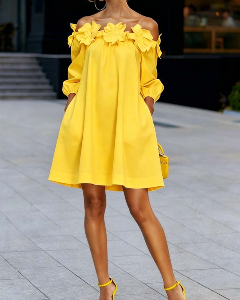 Rhoda | Robe à bretelles dénudées avec appliqué floral