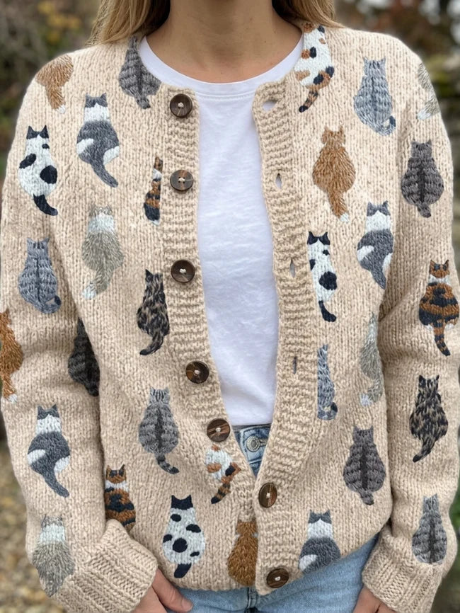 Charlotte | Cardigan Imprimé Chat Confortable