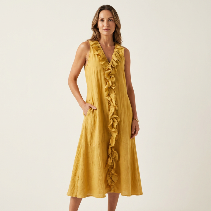Vicky | Robe Maxi Sans Manches à Décolleté en V avec Volant