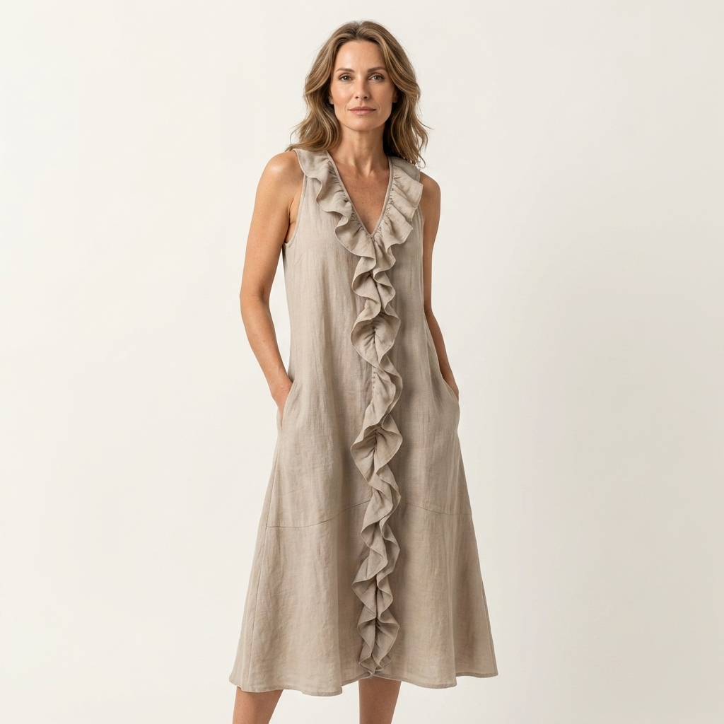 Vicky | Robe Maxi Sans Manches à Décolleté en V avec Volant
