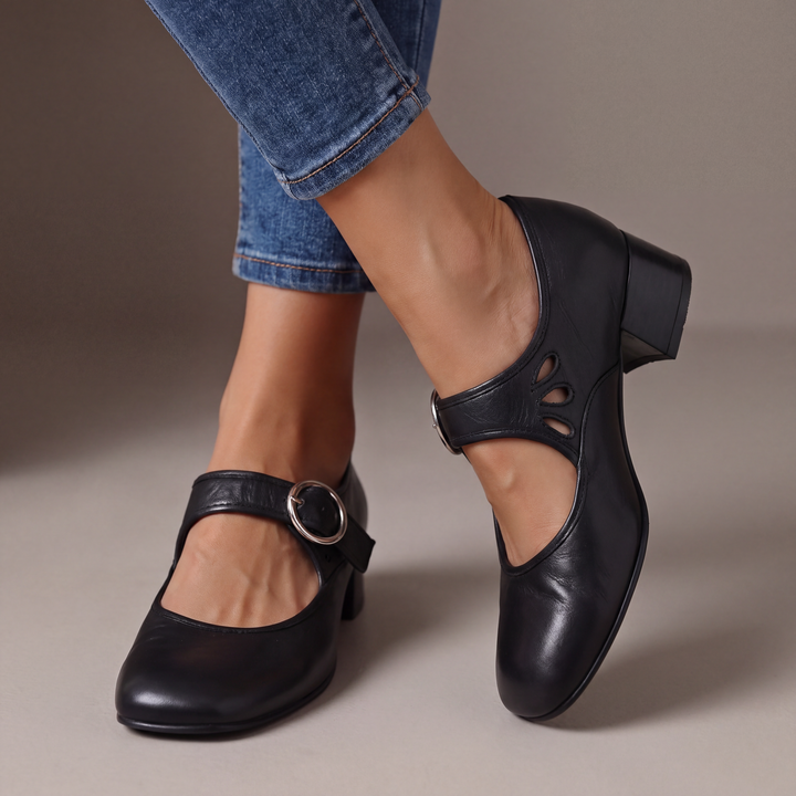 Josephine | Talons Blocs en Cuir Mary Jane