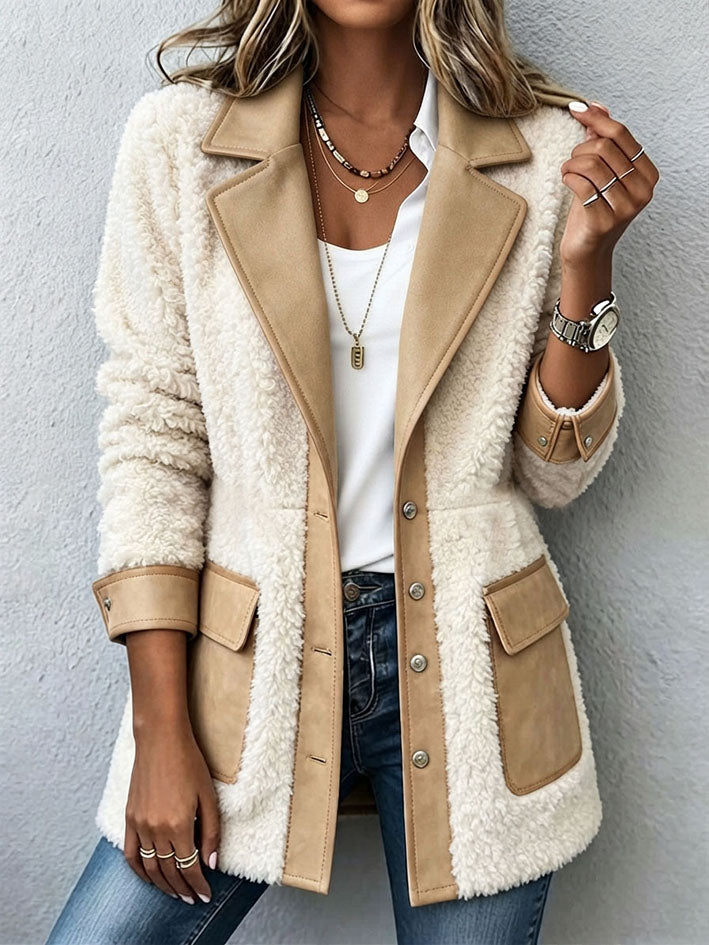 Veste en Fleece Teddy Chic Contrasté