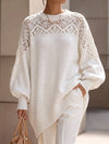 Pull Tricoté Oversize avec Yoke en Crochet Élégant