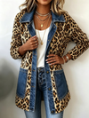 Fabienne | Veste Longue en Jean avec Panneaux en Imprimé Léopard