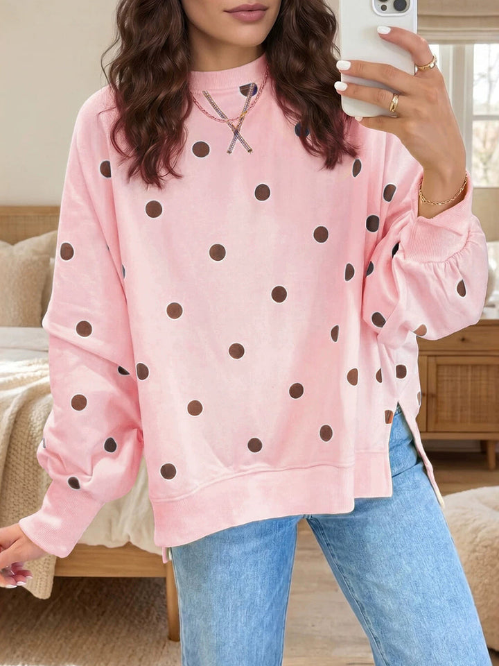 Sweatshirt Chic Jaune Soleil & Bleu à Pois