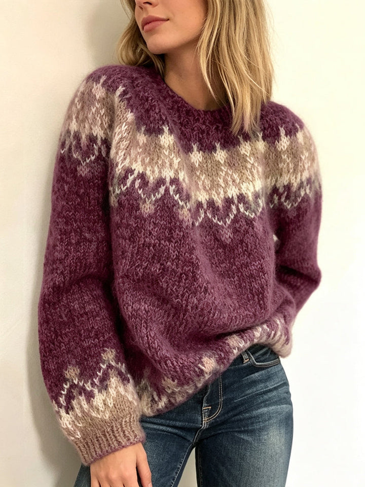 Pull en tricot à col rond style Fair Isle décontracté