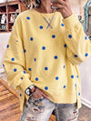 Sweatshirt Chic Jaune Soleil & Bleu à Pois