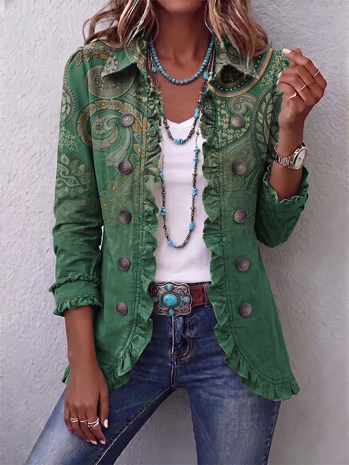 Jeanne | Veste à Volants Imprimée Paisley Bohème