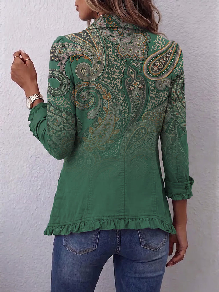 Jeanne | Veste à Volants Imprimée Paisley Bohème