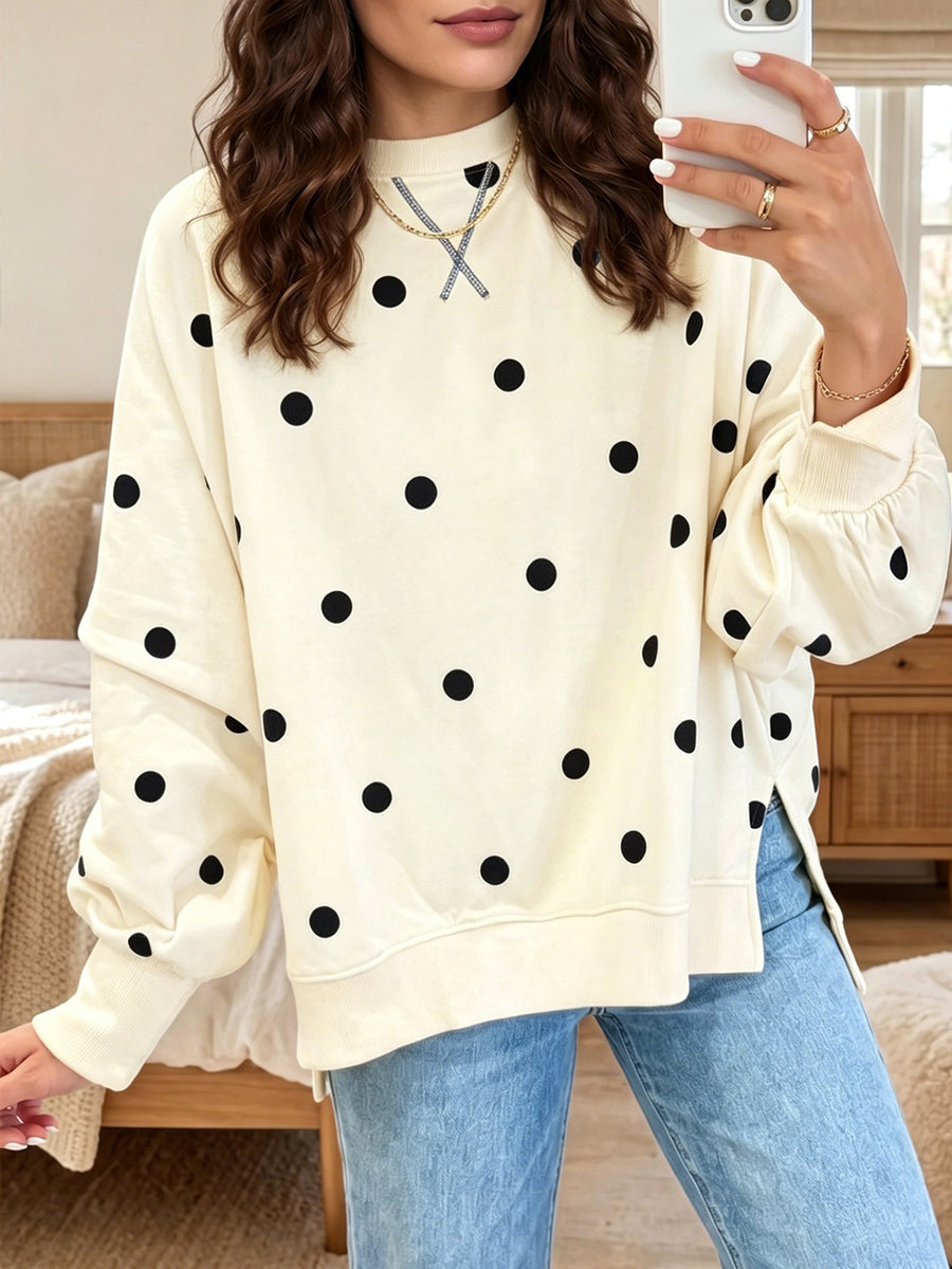 Sweatshirt Chic Jaune Soleil & Bleu à Pois