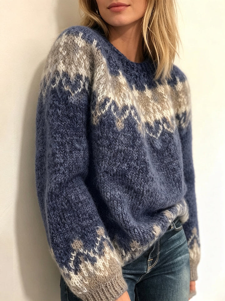 Pull en tricot à col rond style Fair Isle décontracté