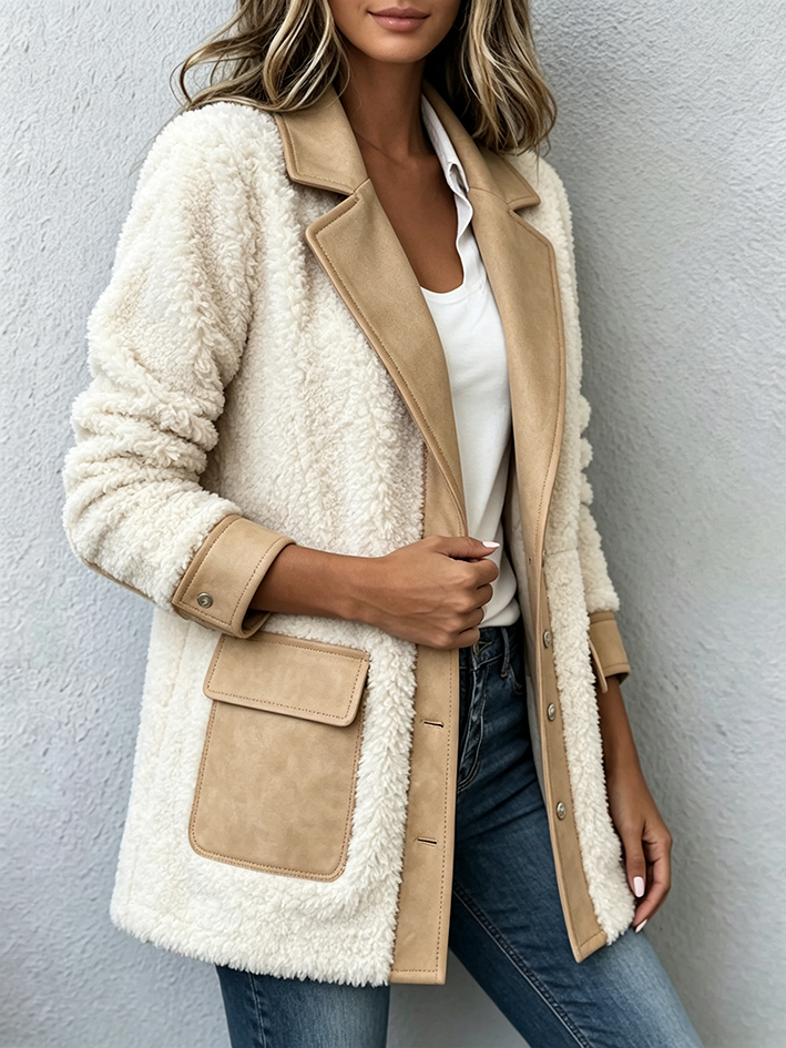 Veste en Fleece Teddy Chic Contrasté