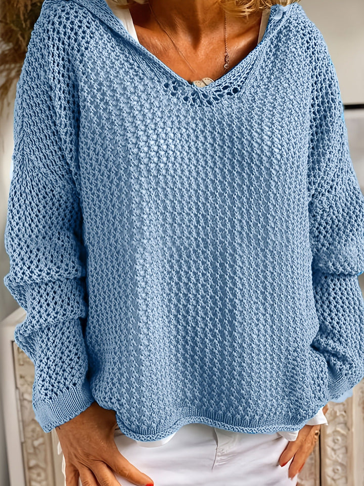 Haut en Tricot Coton à Capuche Décontracté