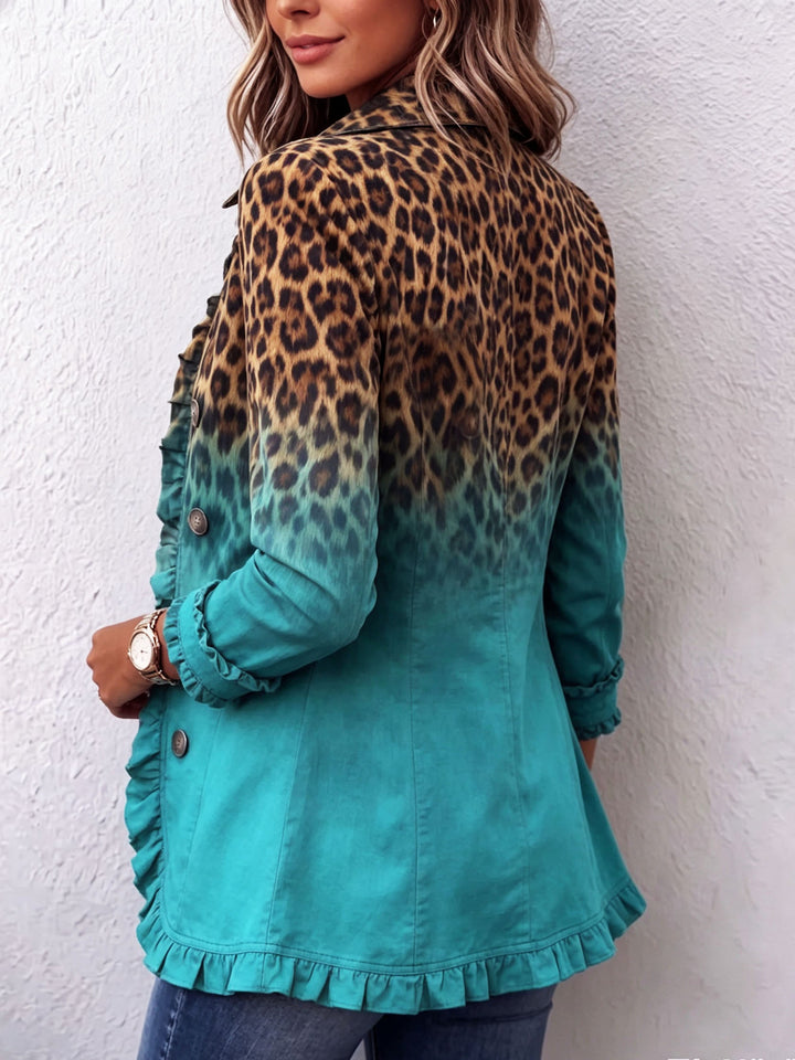 Elsa | Veste Blazer à Volants Léopard Ombre