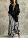 Robe Maxi Noire Et Rayée Chic Élégante Extensible