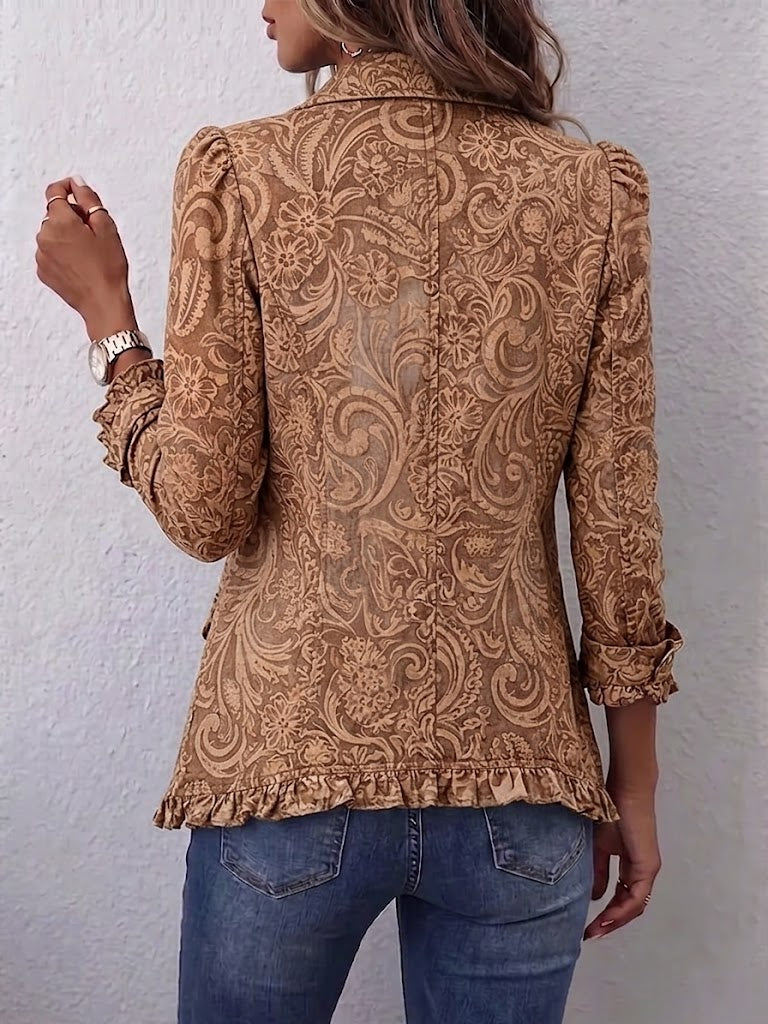 Victoire | Veste à Volants Imprimée Florale Bohémienne Vintage