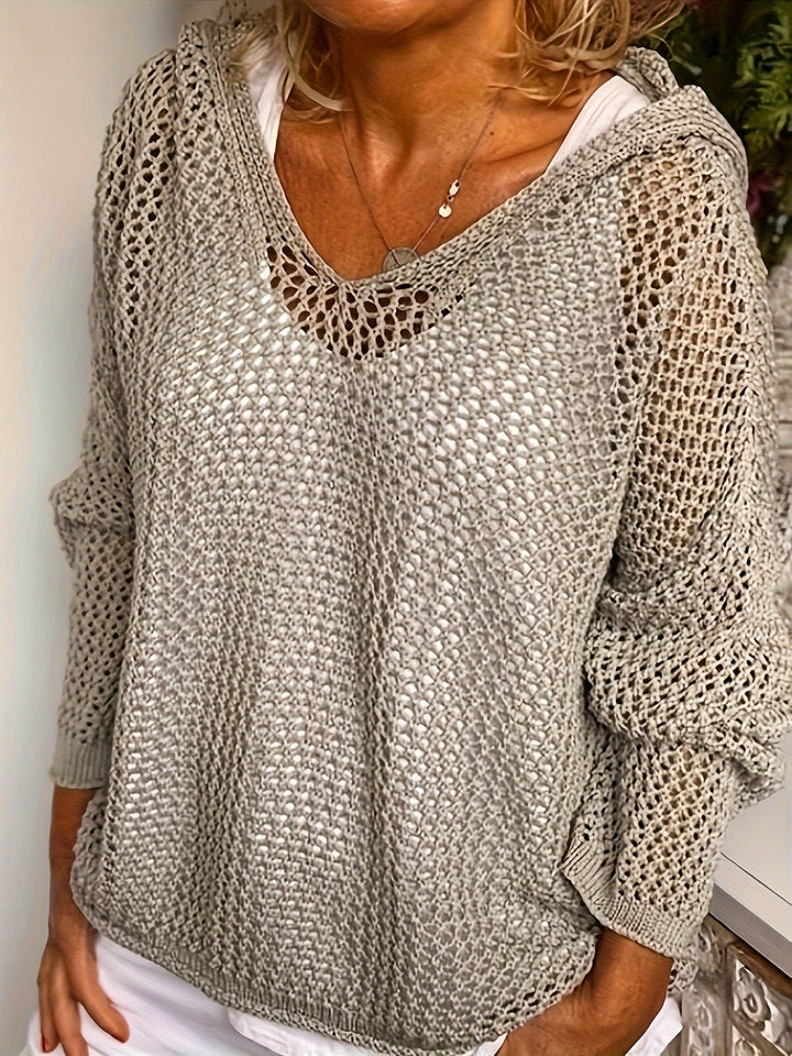 Haut en Tricot Coton à Capuche Décontracté