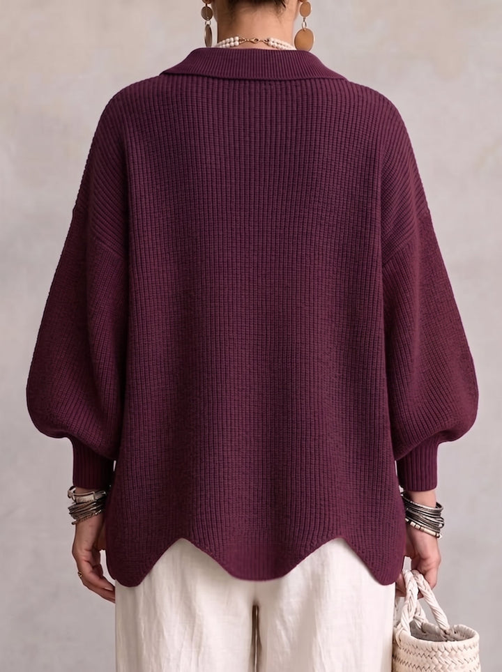 Isadora | Cardigan Oversize avec Col et Grands Boutons en Métal