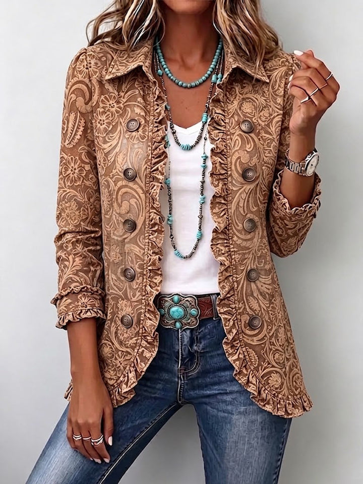 Victoire | Veste à Volants Imprimée Florale Bohémienne Vintage