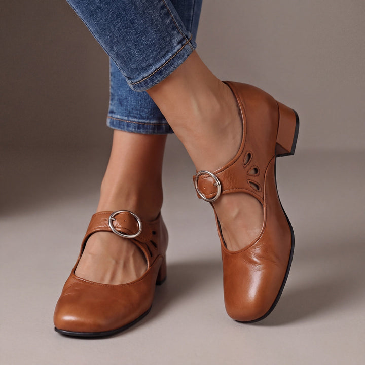 Josephine | Talons Blocs en Cuir Mary Jane
