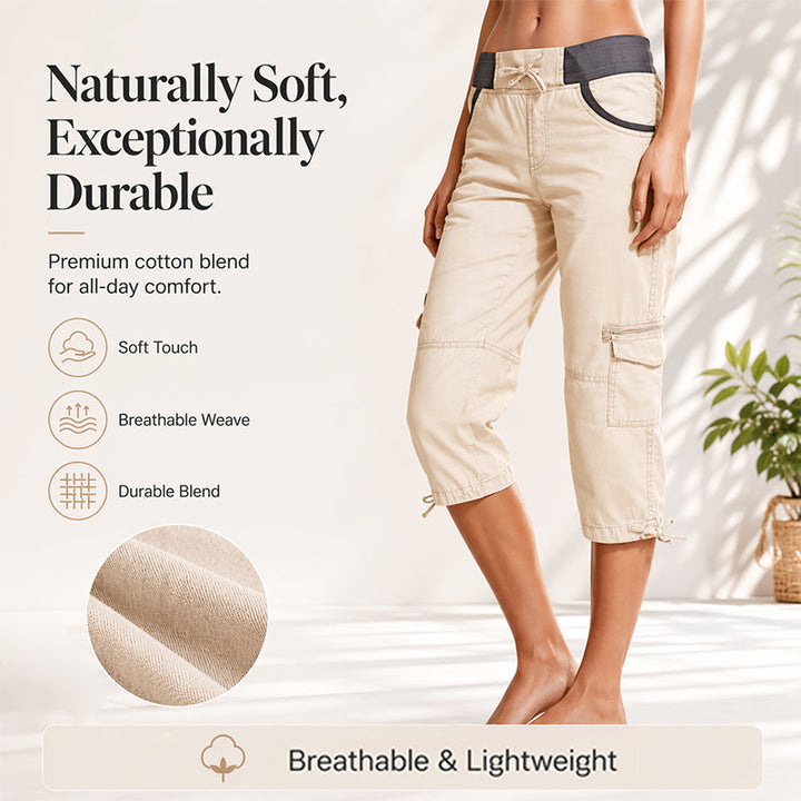 Pantalon cargo capri taille haute pour femmes