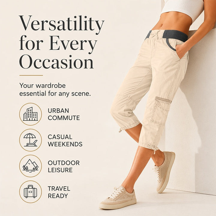 Pantalon cargo capri taille haute pour femmes